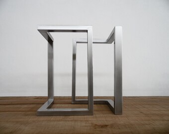 Bar Height Chrome Bracket Table Legs , Stainless Steel Base for Pub Tables , 40” H x 20” W Table Legs,  Height 36”- 40" Set(2)