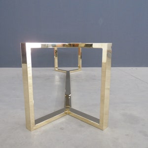 Brass Table Base 72” Length x 28” Width x 28” Height – TUNA Custom Bracket Legs, Solid Brass, Brushed Polished Finish | Design By Balasagun