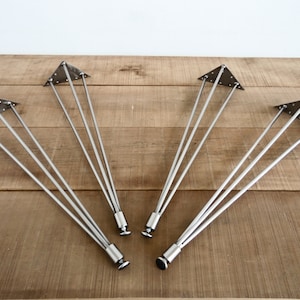28&quot; Chrome Hairpin Table Legs ,3-Pin Stainless Steel Table Legs,Customizable Height  25”-30”Set(4)