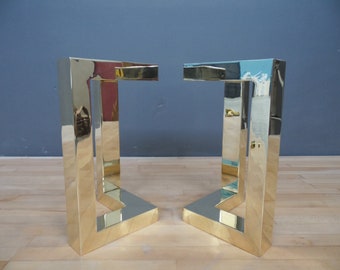 Brass Bench Legs, 16" H x 16" W  Bracket Brass Coffee Table Legs, Height 12" - 17" Set(2)