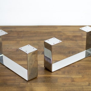 Stainless Steel U Shaped Sofa Legs , 4” to 10” height  wide Flat Table Legs  SET(2) | Sofa | Ottoman | Pouf | Cabinet | Bathroom | Coach |