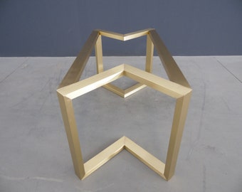 Base per tavolo con staffa in ottone – 71 cm (altezza) x 71 cm (larghezza) x 183 cm (lunghezza) – Per piani in marmo, vetro e pietra sinterizzata