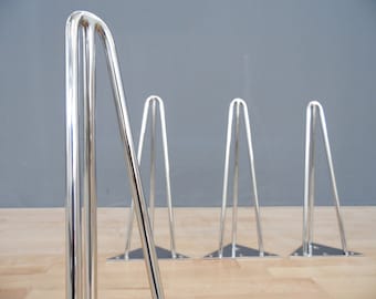 Patas de mesa de centro de acero inoxidable con forma de horquilla, altura 11-15” (juego de 4), 3-ROD de Balasagun