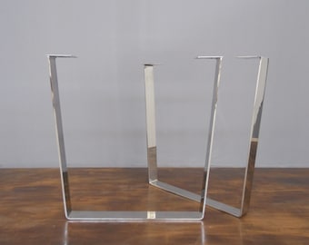 Metal Table Legs ,28"  Trapezoid Flat Stainless Steel Table Legs,28" Width, Set(2)