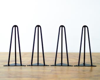 3-Rod Hairpin Table Legs  , Customizable Height 5"-12" , DIY Furniture (Set of 4)
