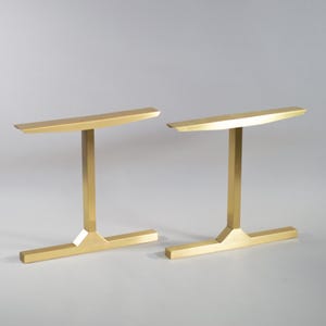 Brass Table Legs – BESIK - 28" Width, 26"-30" Height | Modern Solid Brass Table Base (Set of 2)