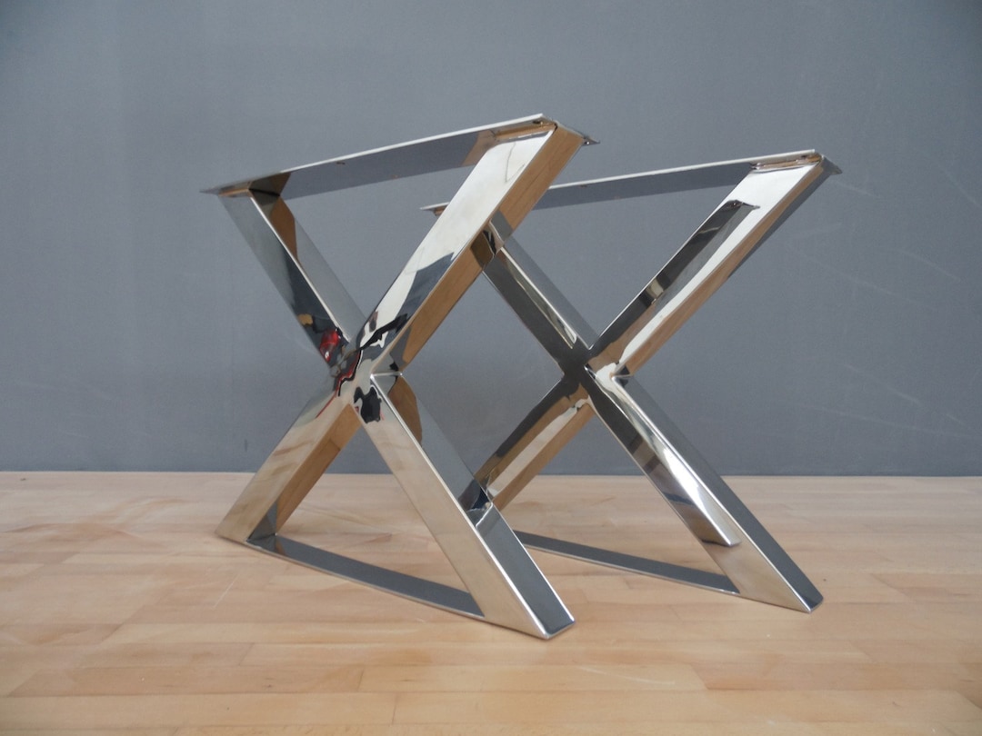 STAINLESS STEEL Coffee Table Legs Set 2 , X Shaped Steel Bench Legs for