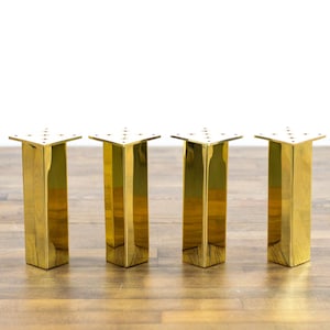 gold dresser legs Gold Metal Furniture Legs, Heavy Duty Triangle Metal Furniture Feet, DIY Replacement for TV Stand, Sofa, Dresser, Cabinet, Vanity, 1 Pcs, 3.94x3.62"