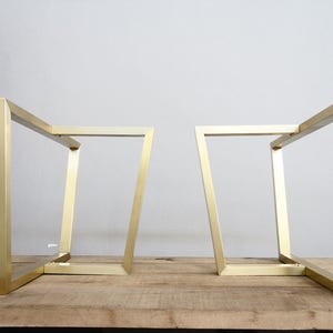 Brass Trapezoid Dining Table Legs , H 28&quot; X W 28&quot; X L 16&quot; , Trapezoid Table Legs , Customizable Height 26&quot; - 30”, Set(2)