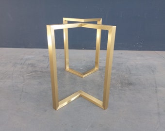 Dining Table Legs | Brass Table Legs [28" X 20" ] Bracket Table Legs , (Height 26" To 30”) Set(2)