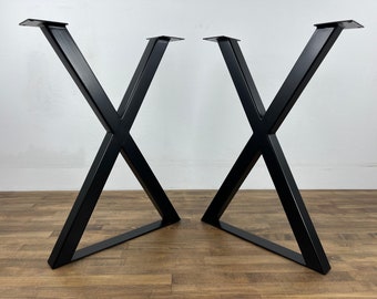 Patas de mesa de acero con estructura en X, altura de barra, patas para isla de cocina, juego de 2