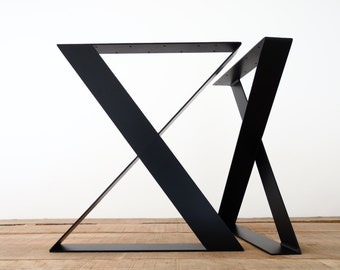 X-Frame Steel Dining Table Legs, Modern Design, Height 26"-30", Set of 2