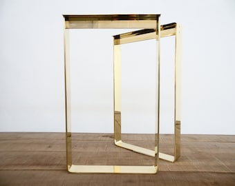Flat Solid Brass Table Legs / 28" H X 20" W / Customizable Sizes / Set of 2