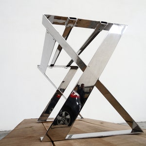 Stainless Steel X-Frame Table Base – 28” H x 24” W x 52” L – Modern Wide Flat Table Legs for Long Dining or Work Tables – BALASAGUN