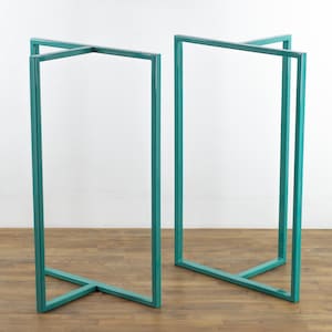 Bar Height Metal Table Legs – 40” H x 23” W x 11” E | Trestle Style Custom Table Base Set of 2 | Industrial Steel Frame for Tall Tables
