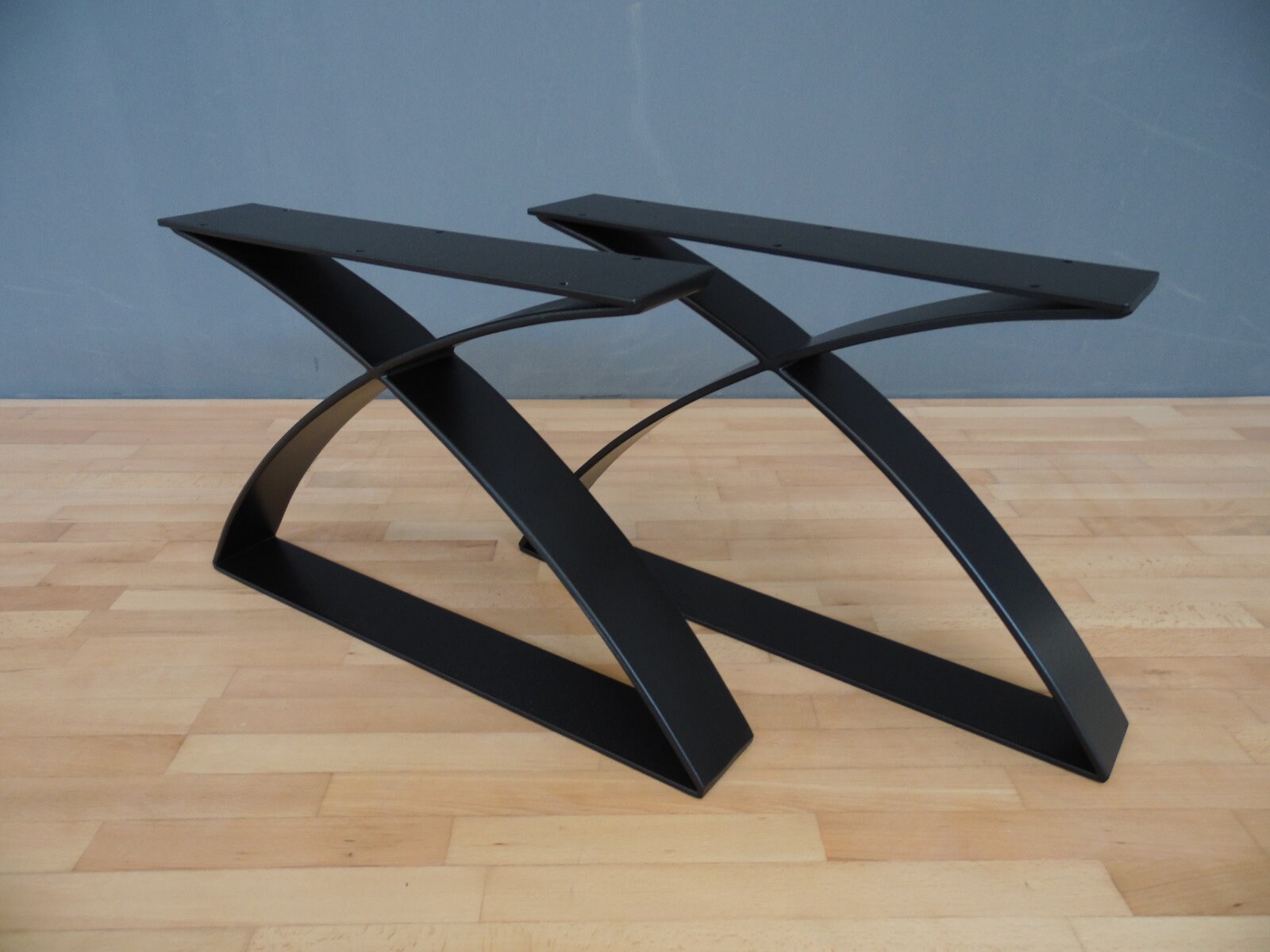 Flat Steel Table Legs 16” H X 21” W – EYT-X Frame Design by