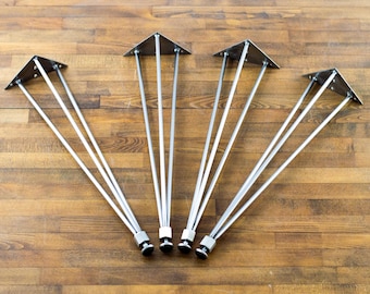 28" Stainless Steel Hairpin Table Legs (Set of 4) | 3-Pin-Nuts by Balasagun | Modern DIY Desk Legs | Durable & Rustproof
