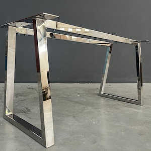 Stainless Steel Trapezoid-IN Dining Table Base, Metal Base For Wood  Design By Balasagun | Chrome | Customizable | Indoor Outdoor Interior