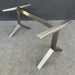 Modern Dining Table Base, 28&quot; H X 28&quot; W x 72” L CATAL- Chrome Table Base | Reclaimed Wood | Glass | Marble | Granite | Quartz |