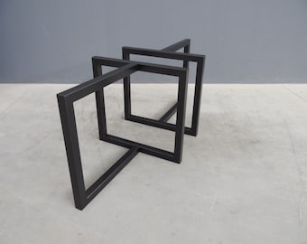 Handmade Steel T-Shape Table Legs: Modern Dining Table Legs (Set of 2)