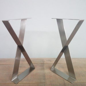 Modern Metal Dining Table Legs , 28 X-frame Flat Metal Legs, 15 Width, Height 25 To 30Set2 image 6