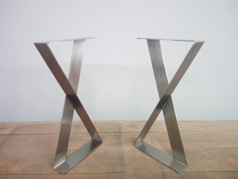 Modern Metal Dining Table Legs , 28 X-frame Flat Metal Legs, 15 Width, Height 25 To 30Set2 image 6