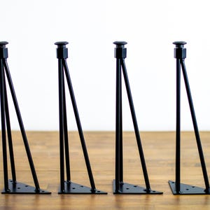 Leveler Coffe Hairpin Table Legs 16” Height, 3-Pin Steel Design, Set of 4, Custom 16”-20”, Raw or Colorful Finish – BALASAGUN Made