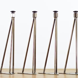 Leveler Coffe Hairpin Table Legs 16” Height, 3-Pin Steel Design, Set of 4, Custom 16”-20”, Raw or Colorful Finish – BALASAGUN Made