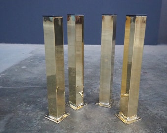 BRASS Sofa Legs  | Furniture Legs | COFFEE Table Legs 16" MINUS Square Table Legs, Height 16”-20” Set(4)