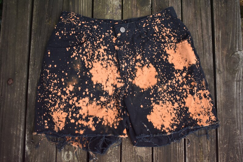 Bleached Upcycled Black Denim Shorts Women/'s Size 6