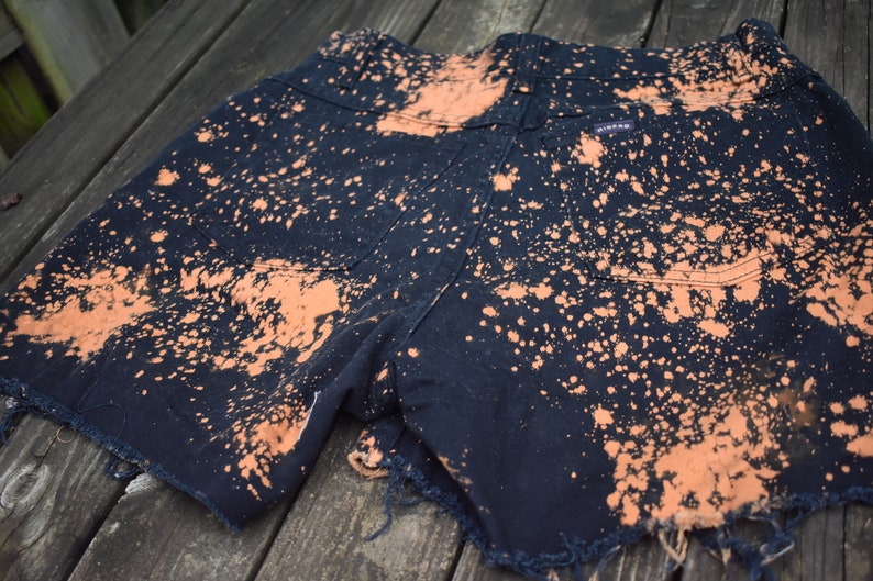 Bleached Upcycled Black Denim Shorts Women/'s Size 6