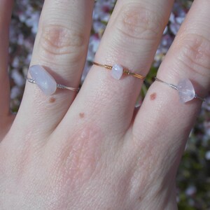 Dainty Rose Quartz Ring with Silver/Gold Plated or 925 Sterling Silver Wire image 5