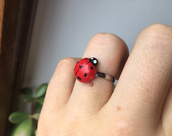 Ladybird/Ladybug Ring - adjustable