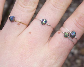 Dainty Titanium Quartz Ring (with Silver/Gold Plated or 925 Sterling Silver Wire)