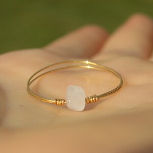 Dainty Rose Quartz Ring with Silver/Gold Plated or 925 Sterling Silver Wire image 2