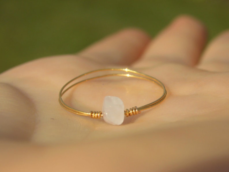 Dainty Rose Quartz Ring with Silver/Gold Plated or 925 Sterling Silver Wire image 2