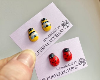 Bumble Bee and Ladybird Earrings