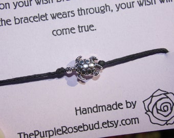 Turtle Tie-on Wish Bracelet/Anklet - choice of cord colours