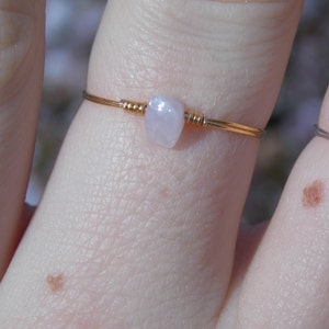 Dainty Rose Quartz Ring with Silver/Gold Plated or 925 Sterling Silver Wire image 4