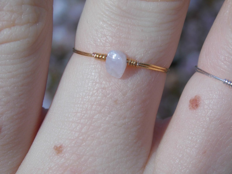 Dainty Rose Quartz Ring with Silver/Gold Plated or 925 Sterling Silver Wire image 4