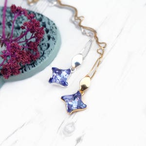 Dainty tanzanite crystal pendant necklace Purple stone bridesmaids pendant Sterling Silver 24k gold plated delicate necklace