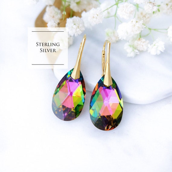Rainbow crystal best sale earrings
