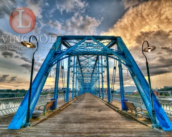 Chattanooga Landscape Photography - Walnut Street Bridge & Market Street Bridge in Chattanooga Tennessee.