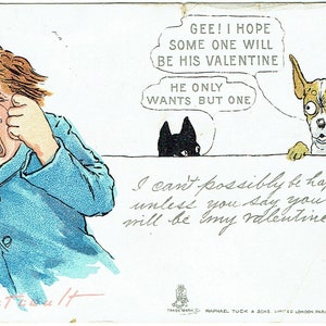 Valentines, Four Post Cards 1900's - 19210s; Ontario, San Francisco, Buster Brown, Outcoult, Raphael Tuck, Valentines, Cupid, Suffragette
