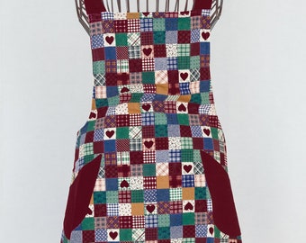 1970's Vintage Full Apron, Christmas, Valentine's Day, I Love You