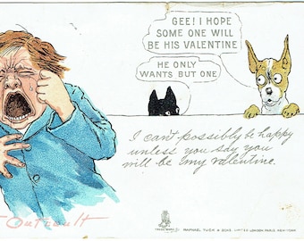 Valentines, Four Post Cards 1900's - 19210s; Ontario, San Francisco, Buster Brown, Outcoult, Raphael Tuck, Valentines, Cupid, Suffragette