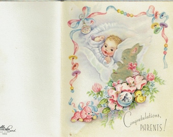 Congratulations on the New Baby Expecting Vintage 1940s Unused Card