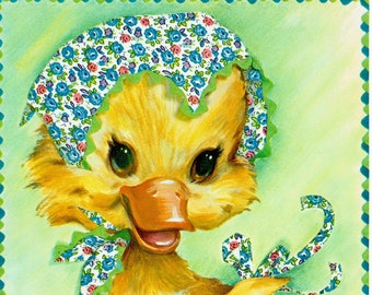 1970's Vintage Get Well Card; The Pet Set by Coby Duckling Card