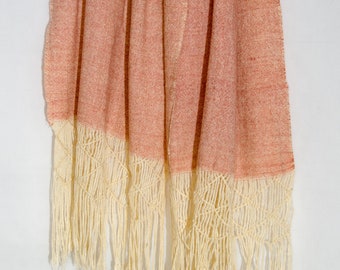 Vintage Hand Loomed Pink Wool Shawl - Early 1900s