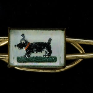 Scottish Terrier Tie Clip, Vintage Glass Bubble